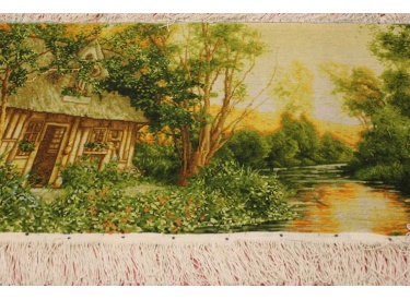 Bilderteppich "Tabriz" auf Seide 45x82 cm Perserteppich