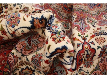 Round persian carpet Tabriz with silk 296 cm Beige